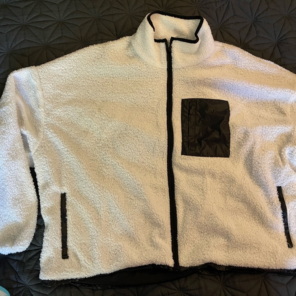 Fabletics Black and White Sherpa Jacket